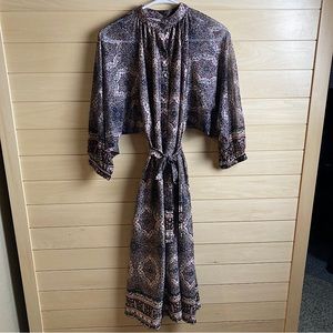 Vintage 70s-80s Solo San Francisco boho dress. Multicolor adjustable tie waist.